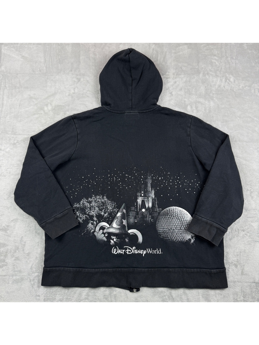 VTG Disney Parks Walt Disney World Size 2X Full Zip Graphic Hoodie Magic Kingdom